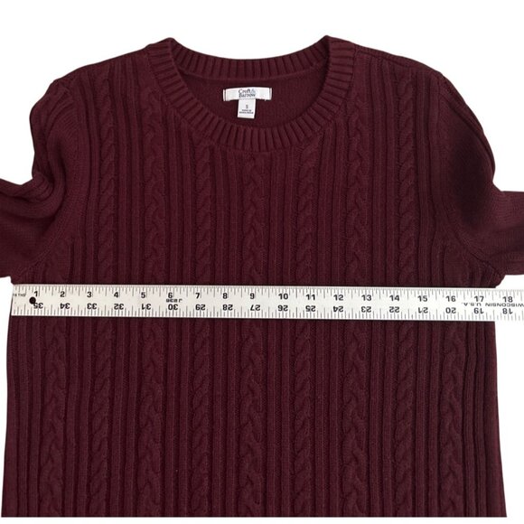 Croft & Barrow Womens Crew Neck Burgundy Cable Knit Sweater Size Small - Picture 5 of 6